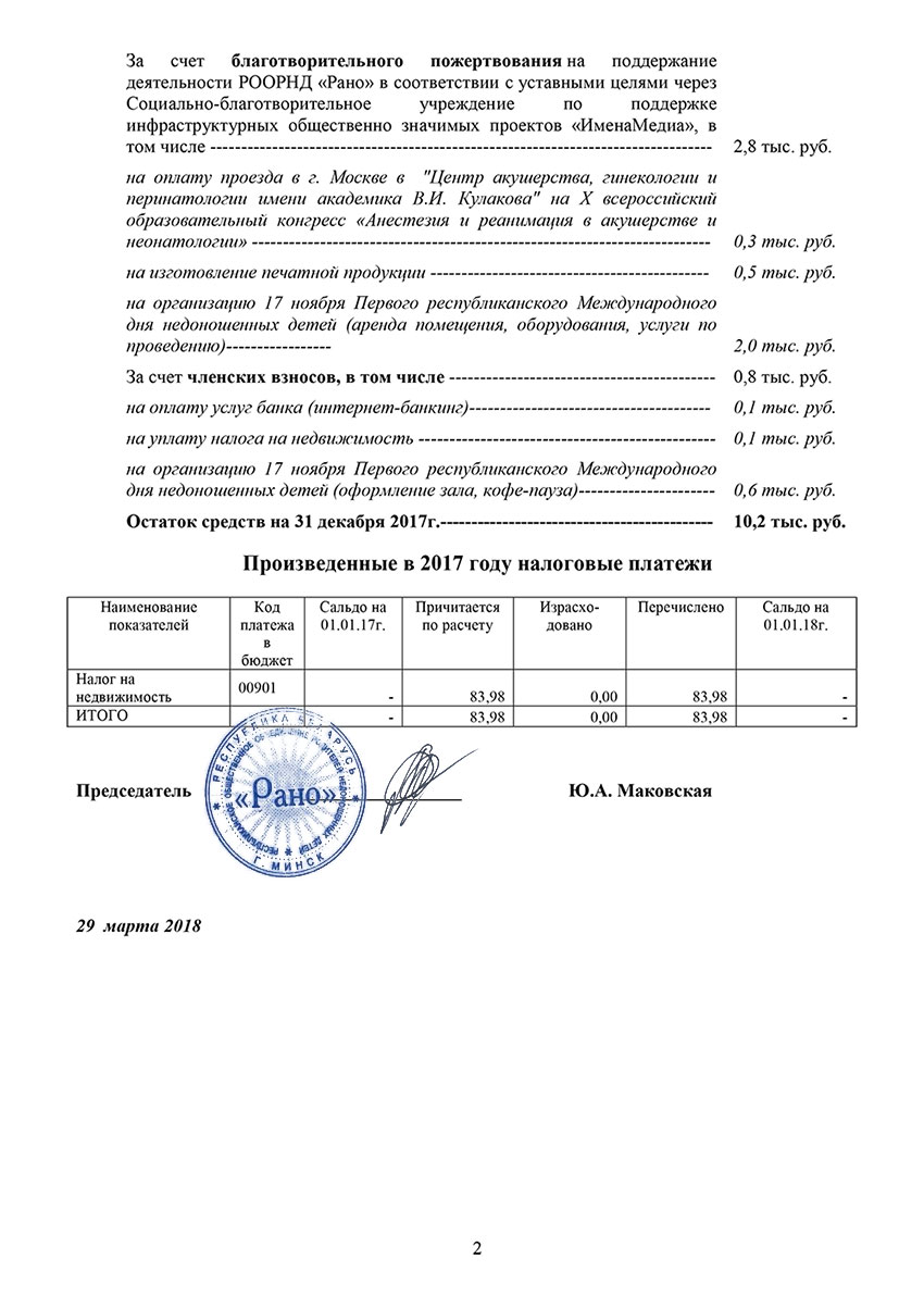 Отчётность РАНО 2017